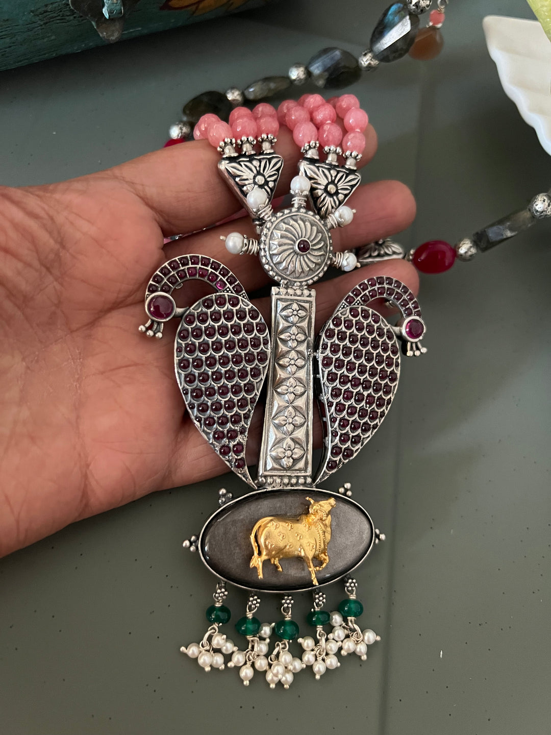 Exquisite Silver Handcrafted Fusion Pendant Necklace - Elevate Your Elegance