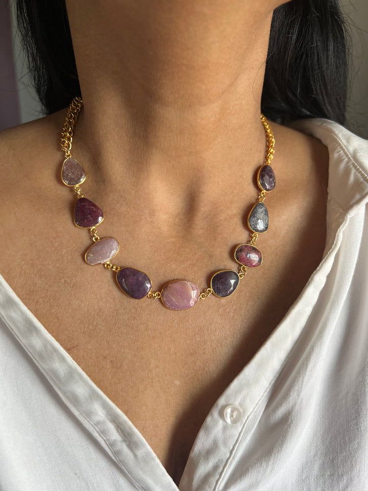 Statement Natural Multi Sapphire Necklace