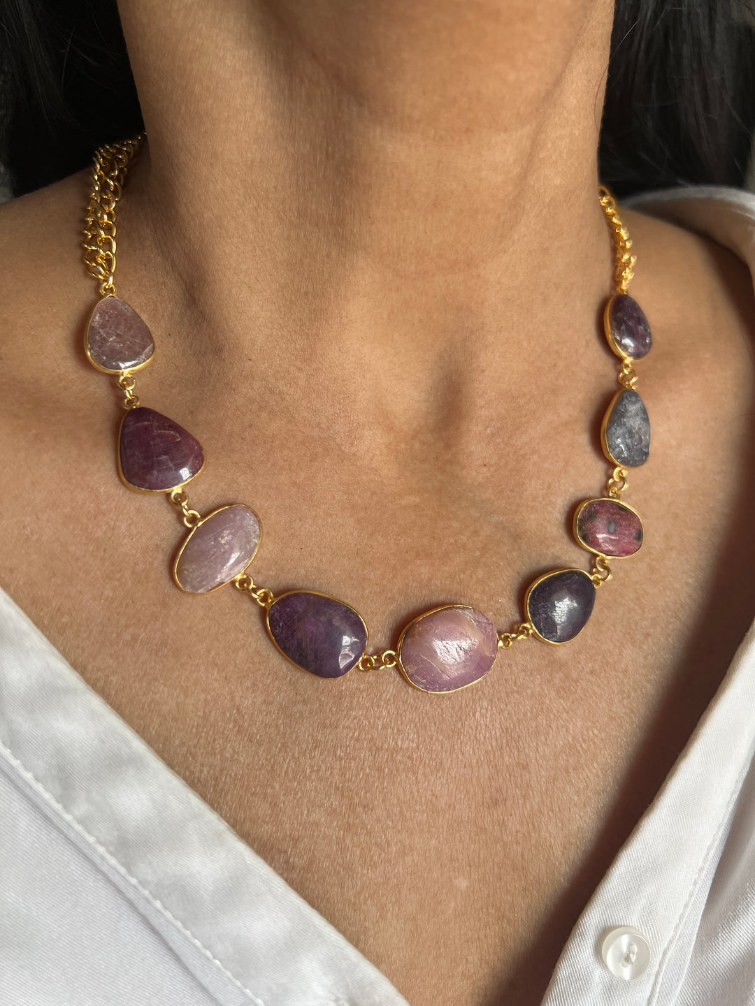 Statement Natural Multi Sapphire Necklace