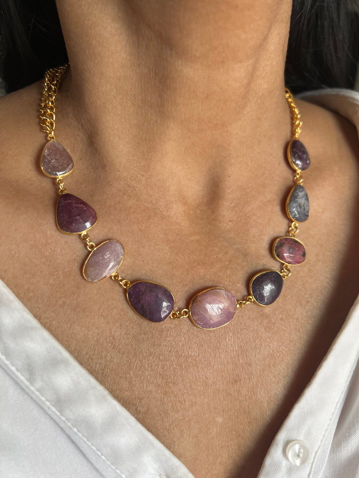 Statement Natural Multi Sapphire Necklace