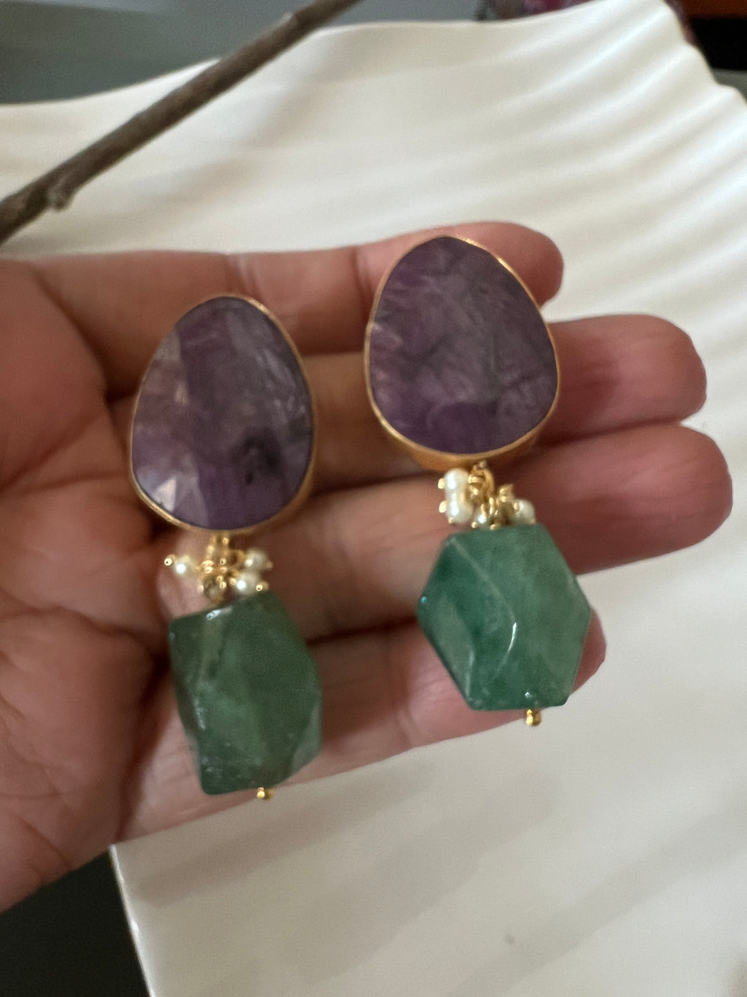 Aventurine Drop Natural Ruby Studs - Premium Quality, Exquisite Craftsmanship