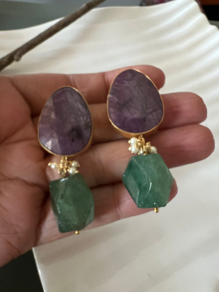 Aventurine Drop Natural Ruby Studs - Premium Quality, Exquisite Craftsmanship