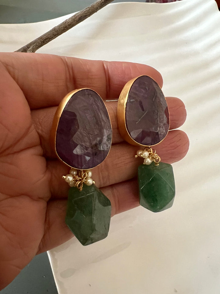 Aventurine Drop Natural Ruby Studs - Premium Quality, Exquisite Craftsmanship