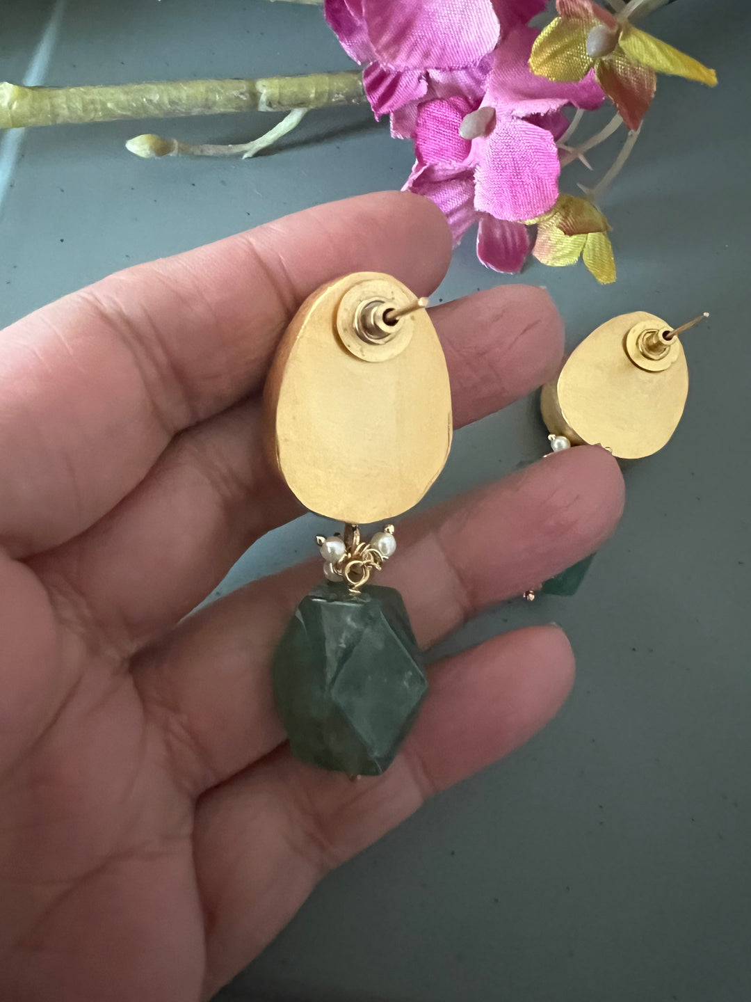 Aventurine Drop Natural Ruby Studs - Premium Quality, Exquisite Craftsmanship