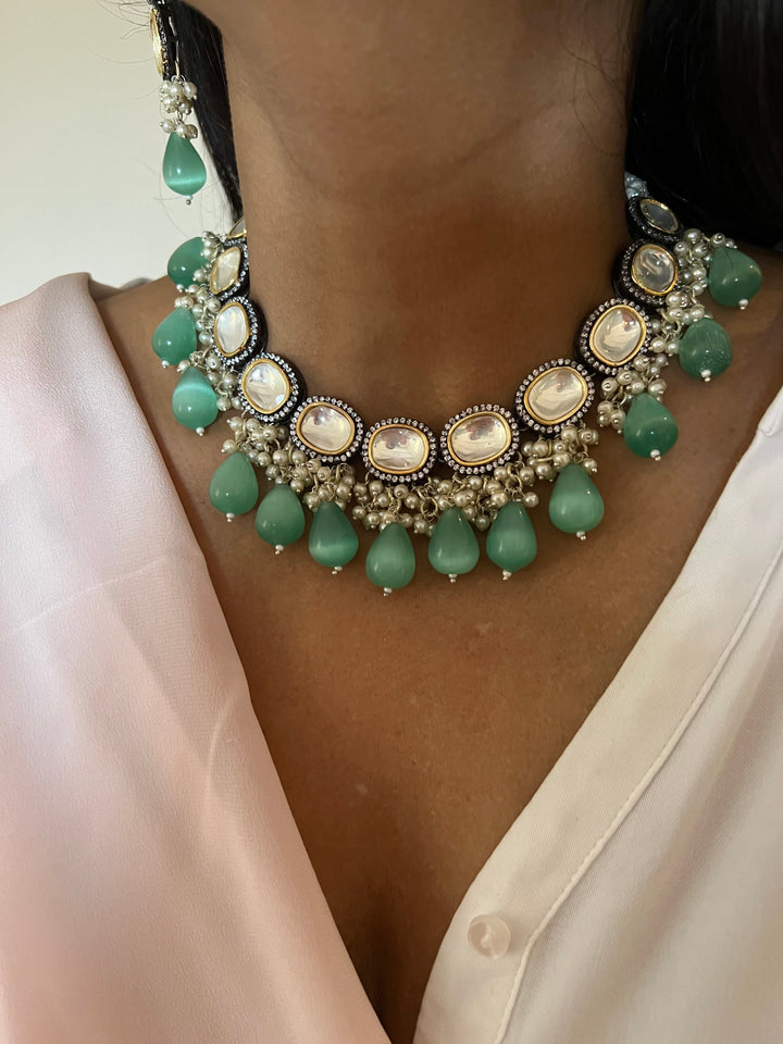 Exquisite Victorian Kundan Choker Necklace with Earrings - Timeless Elegance and Royal Charm