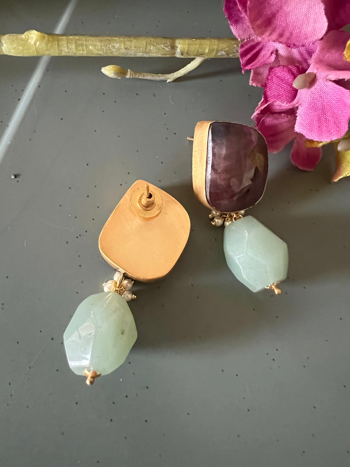 Jade Drop Natural Ruby Studs - Premium Quality, Exquisite Craftsmanship