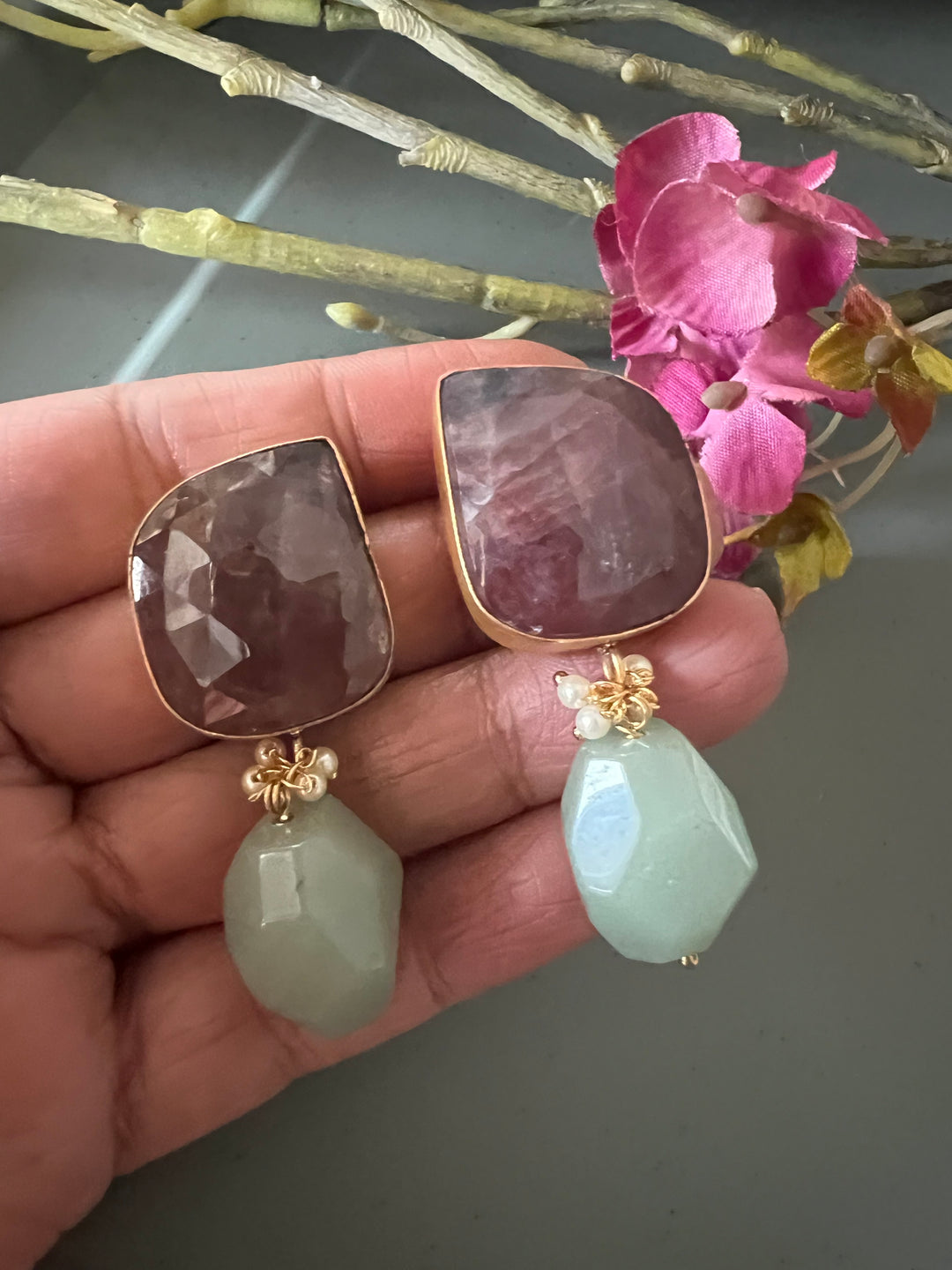 Jade Drop Natural Ruby Studs - Premium Quality, Exquisite Craftsmanship