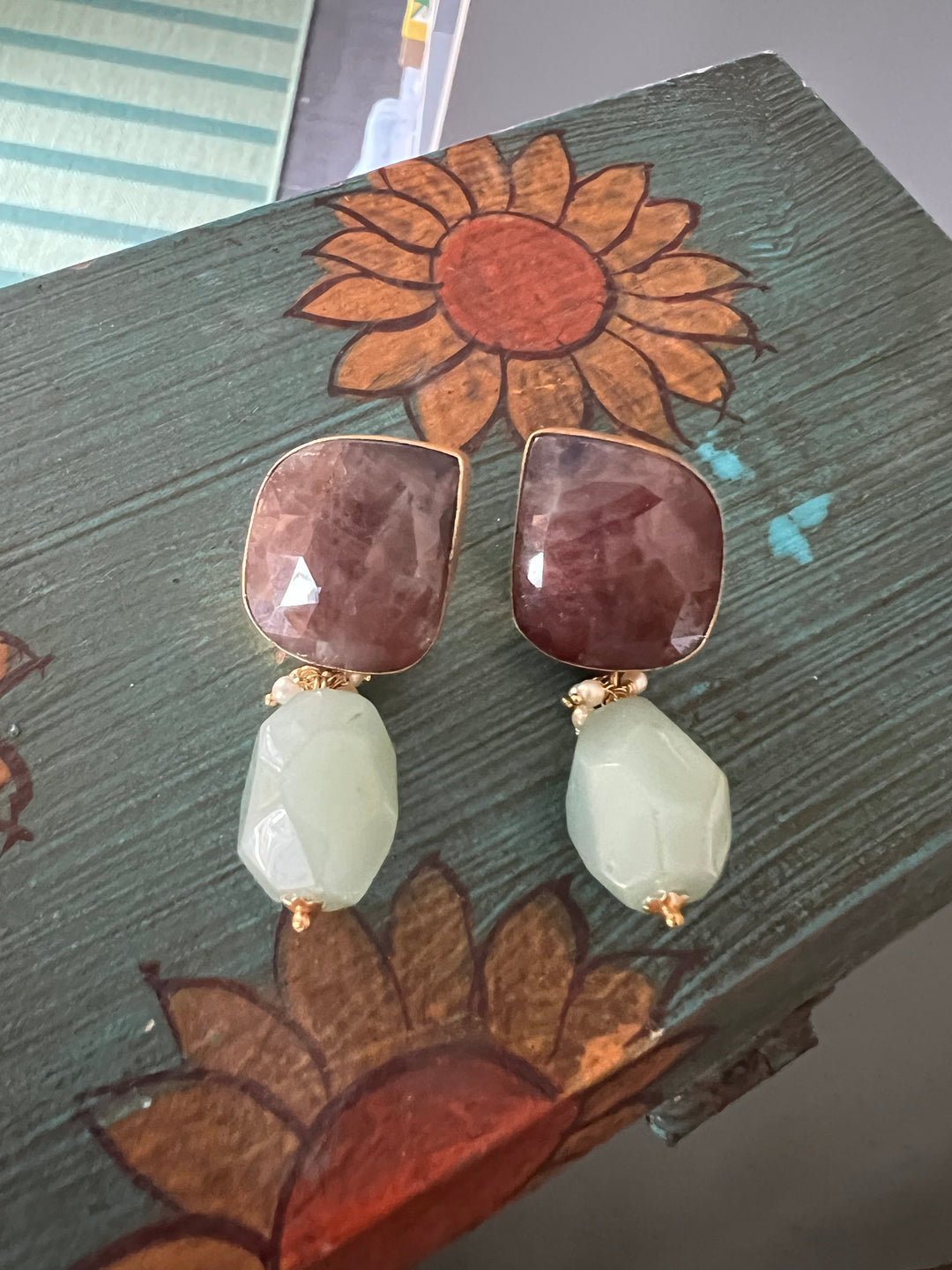 Jade Drop Natural Ruby Studs - Premium Quality, Exquisite Craftsmanship