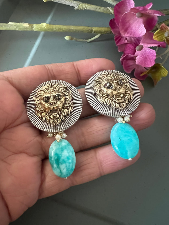 Amazonite Drop Vintage Earrings - Premium Quality, Exquisite Craftsmanship