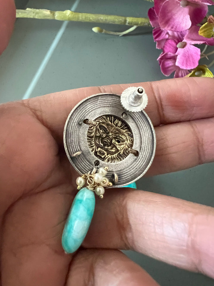 Amazonite Drop Vintage Earrings - Premium Quality, Exquisite Craftsmanship