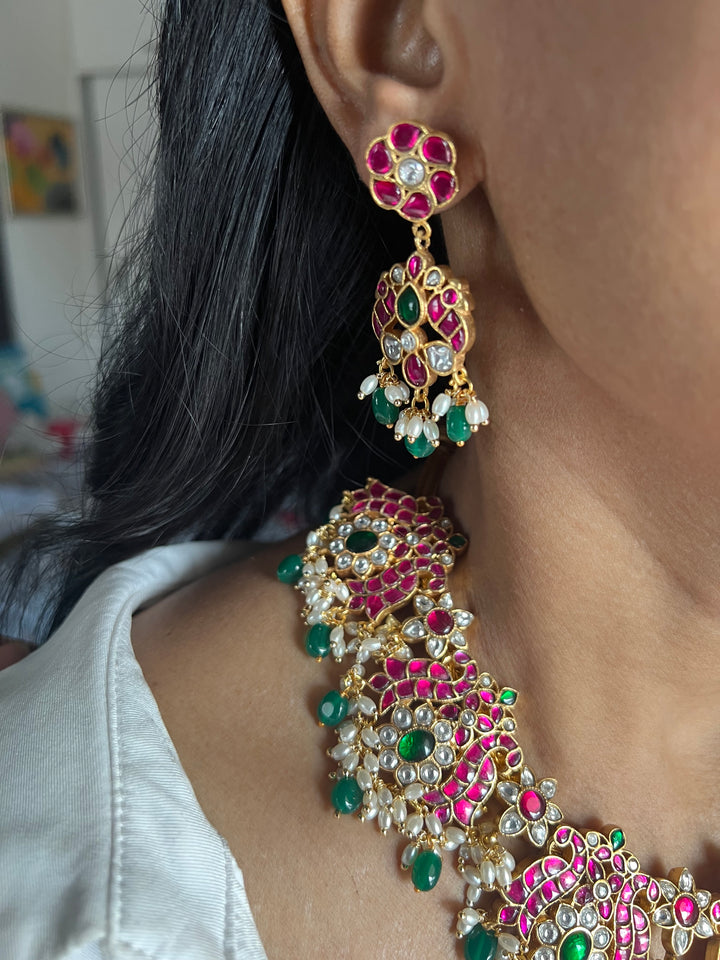 Exquisite Jadau Kempu Necklace Set – Perfect for Wedding Functions