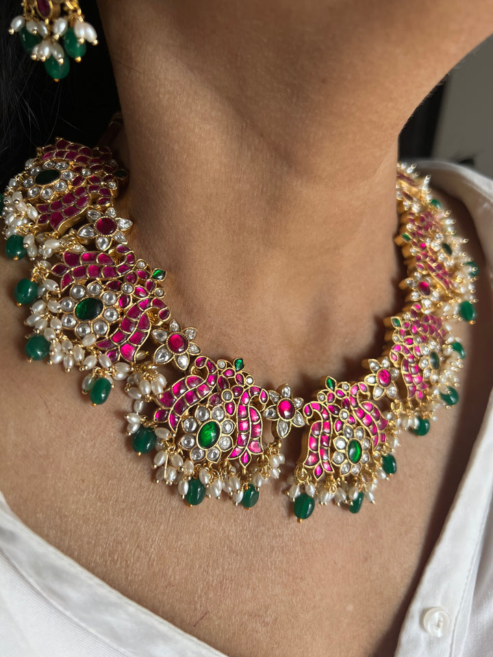 Exquisite Jadau Kempu Necklace Set – Perfect for Wedding Functions