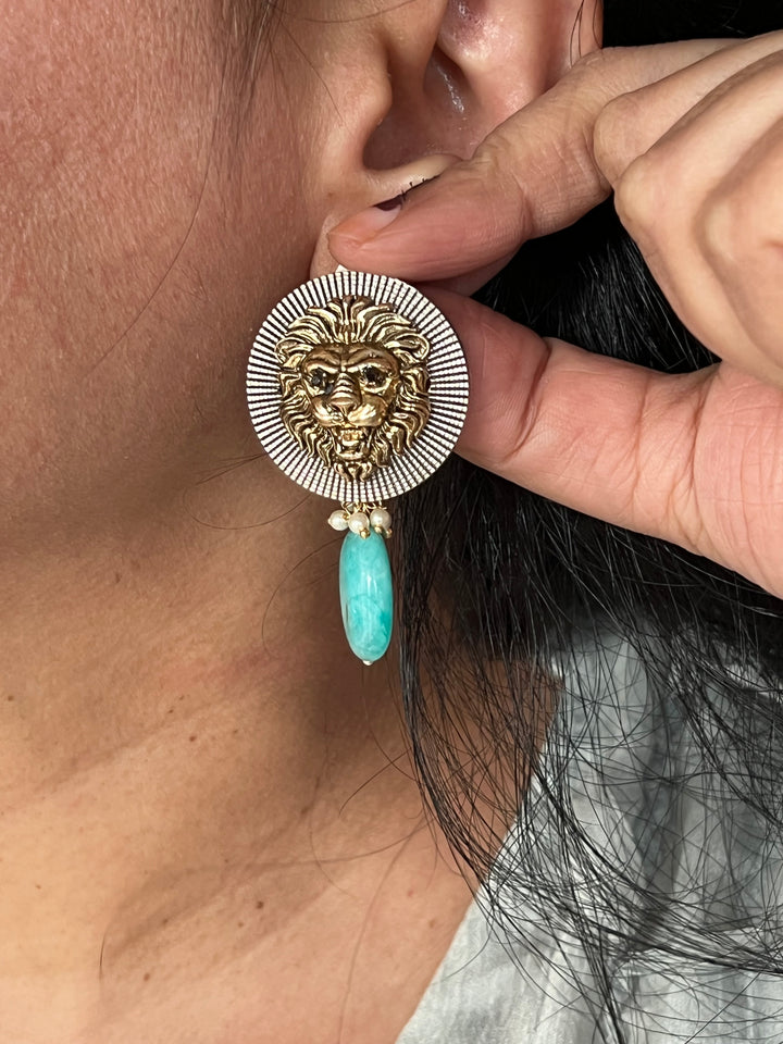 Amazonite Drop Vintage Earrings - Premium Quality, Exquisite Craftsmanship