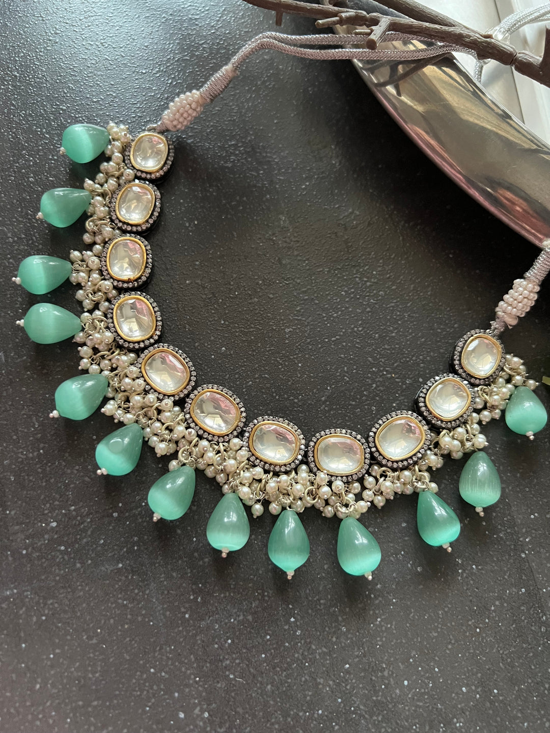 Exquisite Victorian Kundan Choker Necklace with Earrings - Timeless Elegance and Royal Charm