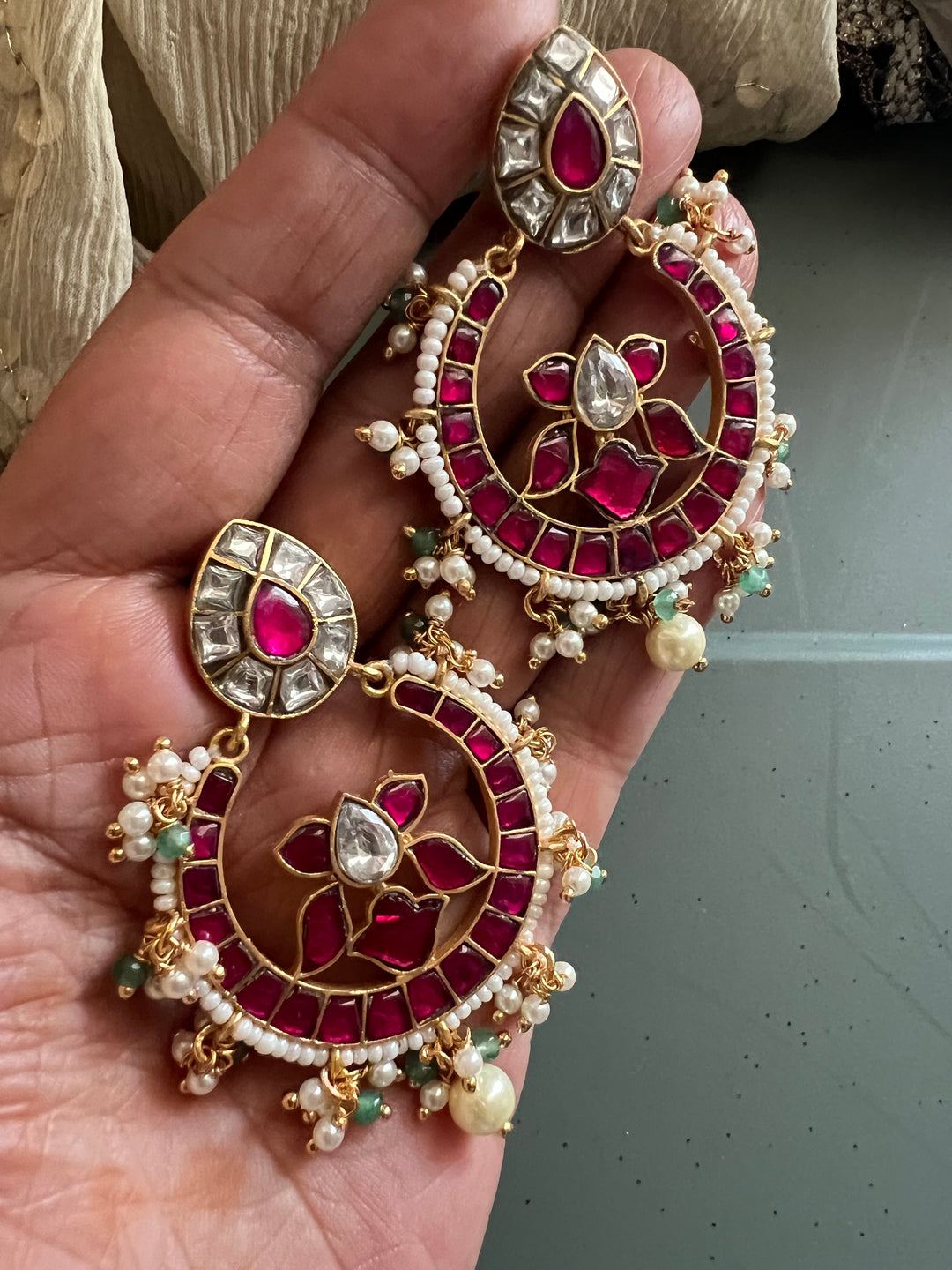 Designer Jadau Kempu Chandbalis - Premium Quality, Exquisite Craftsmanship