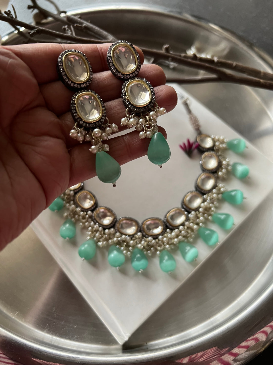 Exquisite Victorian Kundan Choker Necklace with Earrings - Timeless Elegance and Royal Charm