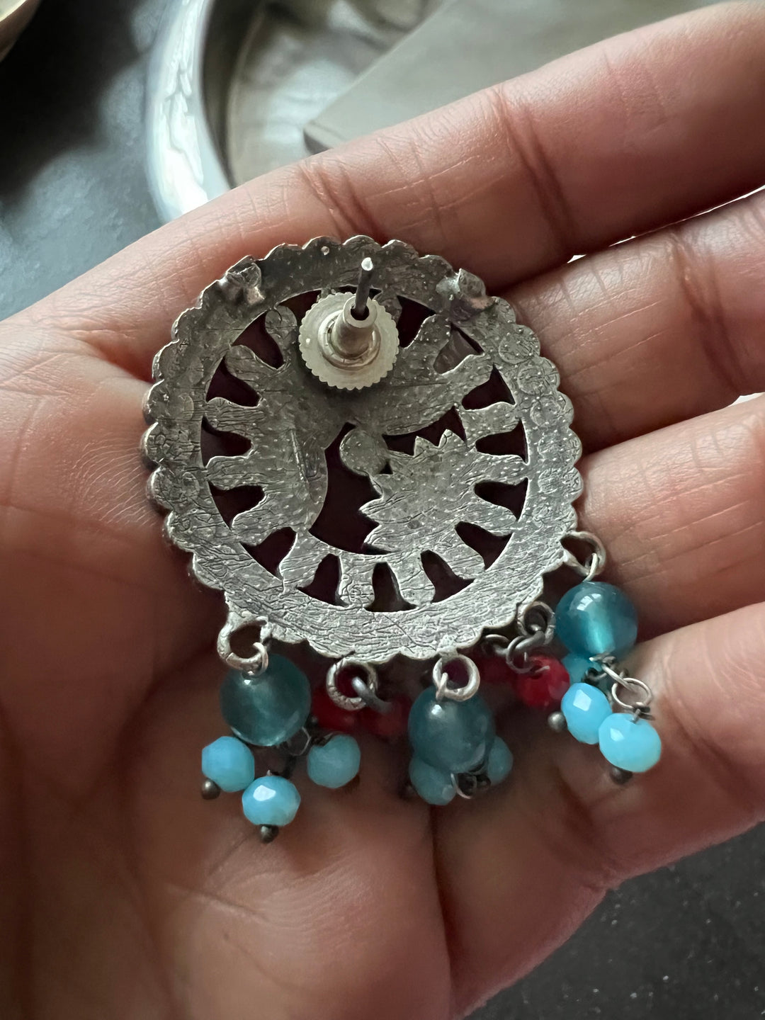 Enamelled Choker Necklace with Studs - Vintage Beauty!