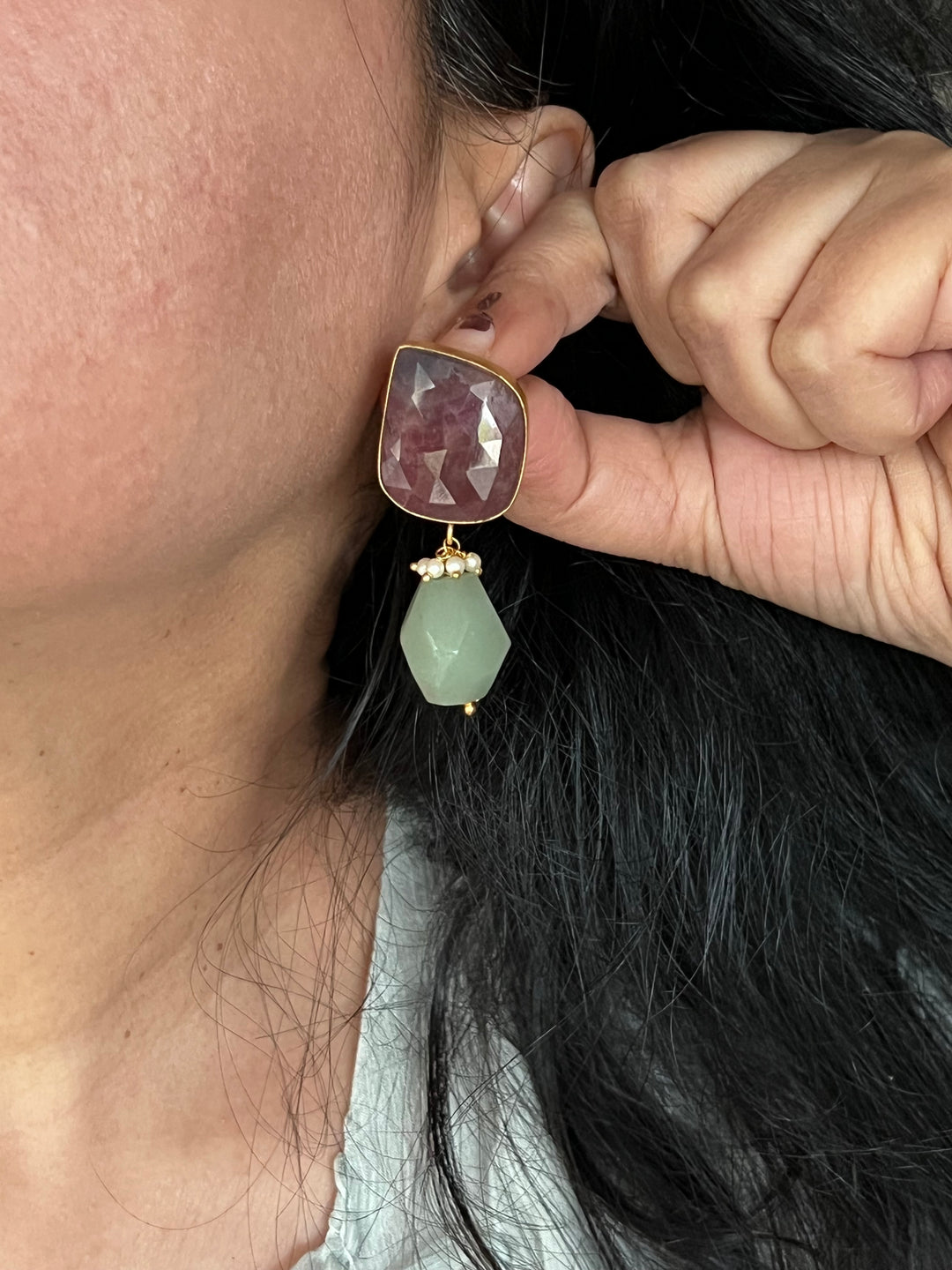 Jade Drop Natural Ruby Studs - Premium Quality, Exquisite Craftsmanship