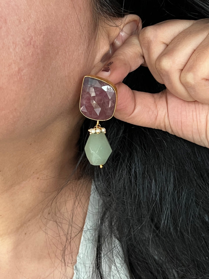 Jade Drop Natural Ruby Studs - Premium Quality, Exquisite Craftsmanship