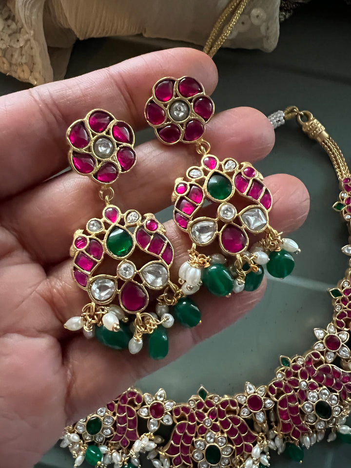 Exquisite Jadau Kempu Necklace Set – Perfect for Wedding Functions