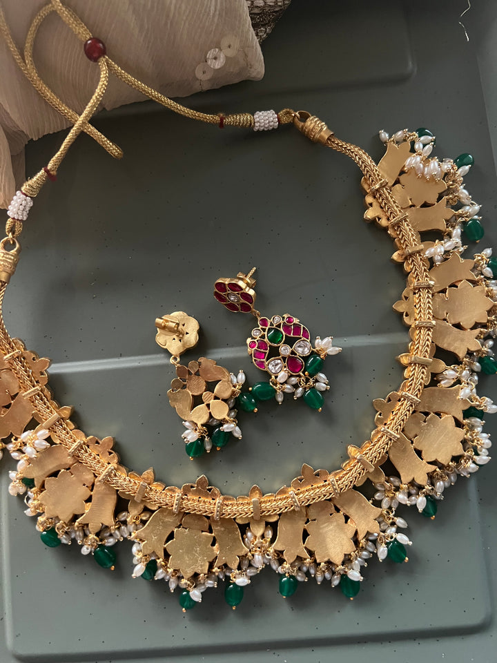 Exquisite Jadau Kempu Necklace Set – Perfect for Wedding Functions