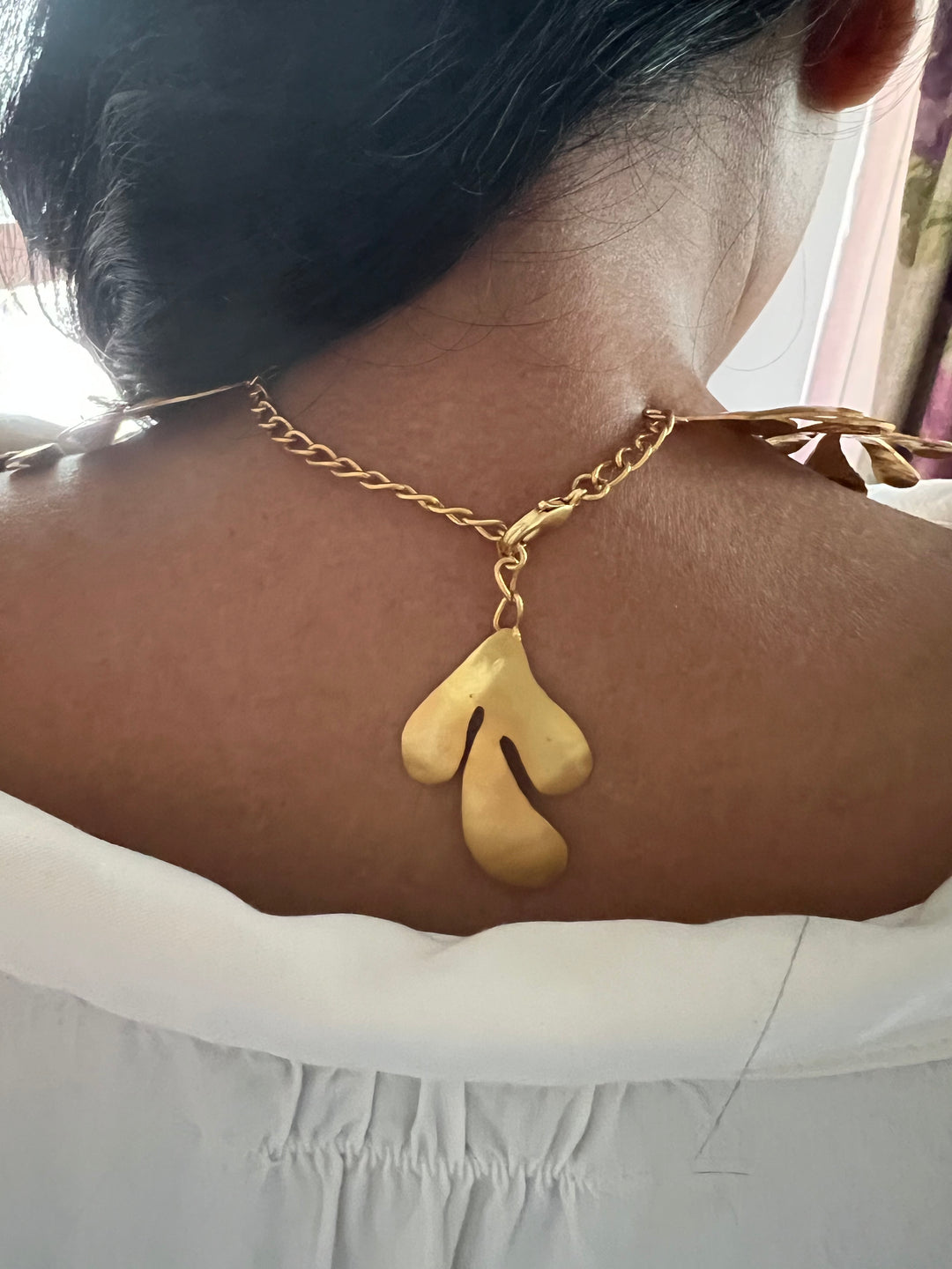 Designer Gold Tone Asymmetric Necklace