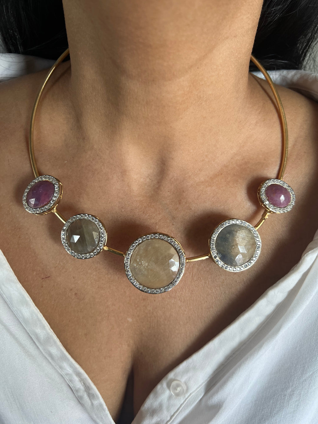 Multi Sapphire Hasli Necklace Set - Unmatched Quality and Style