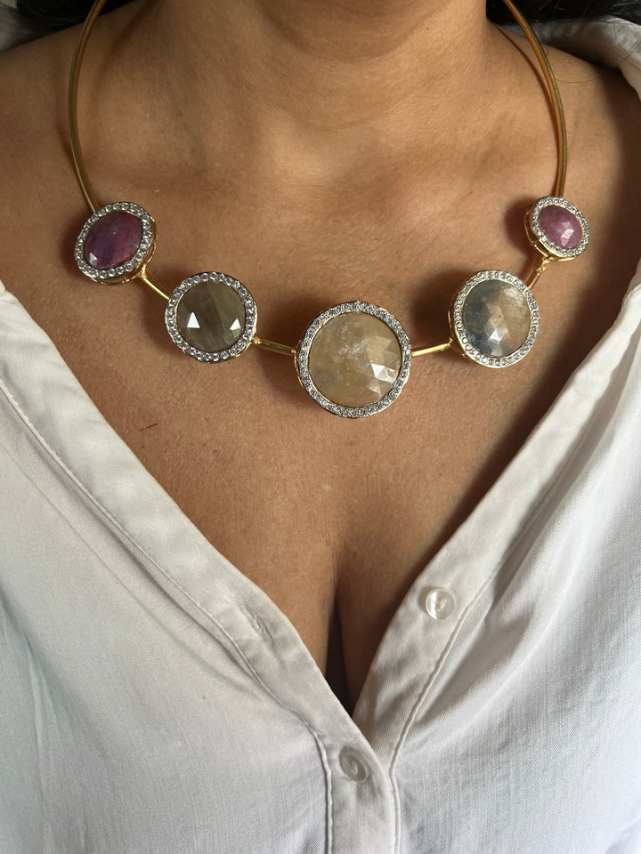 Multi Sapphire Hasli Necklace Set - Unmatched Quality and Style