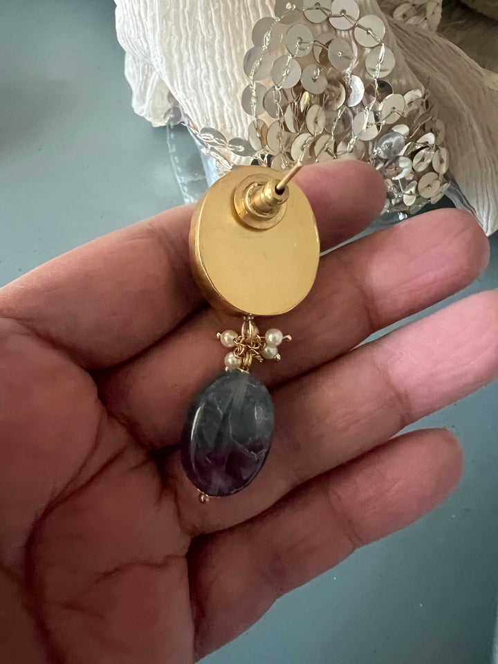 Fluorite Drop Natural Sapphire Studs - Premium Quality, Exquisite Craftsmanship