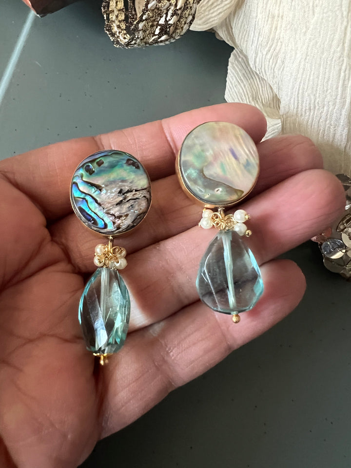 Fluorite Drop Natural Abalone Studs - Premium Quality, Exquisite Craftsmanship