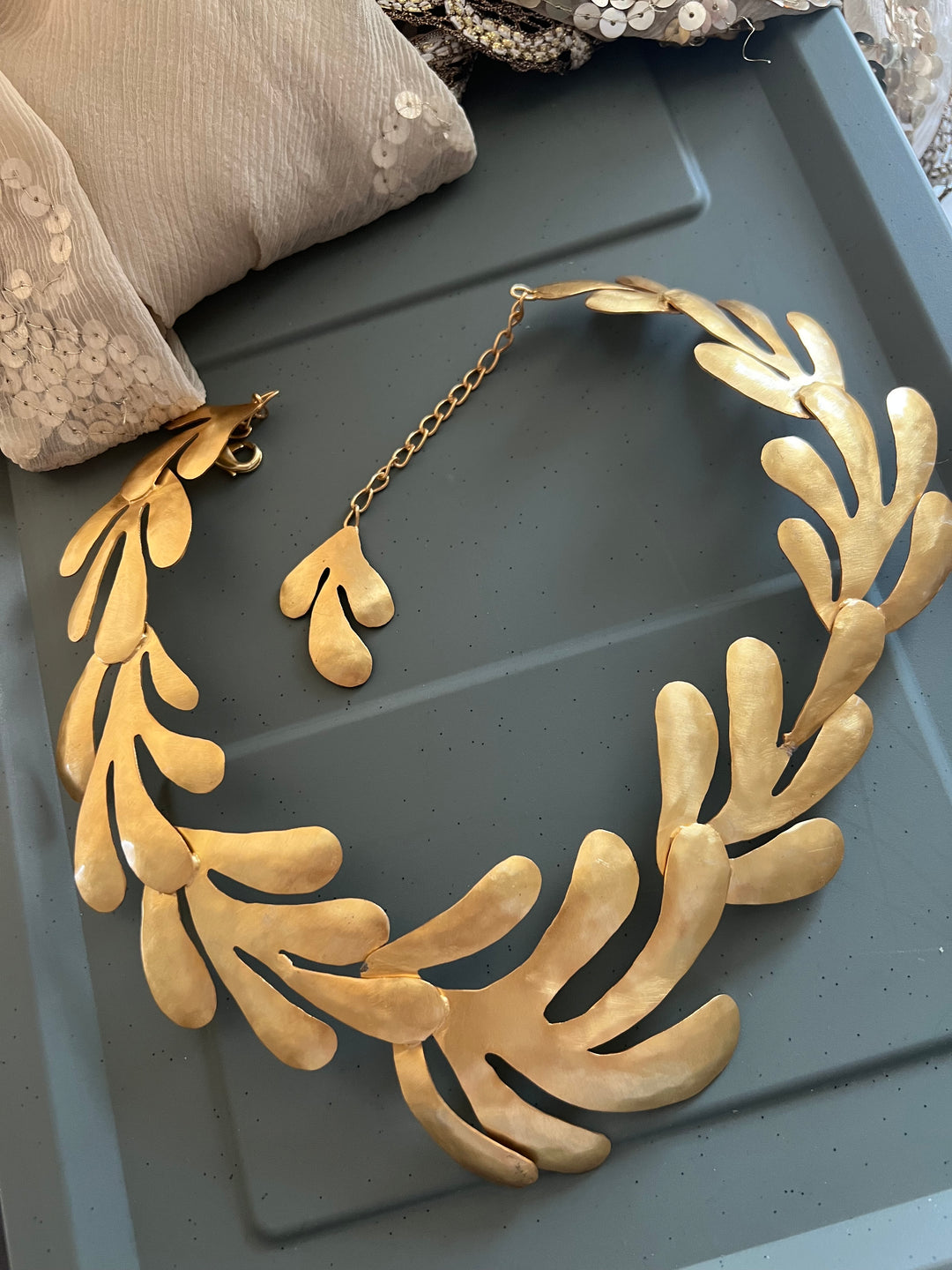 Designer Gold Tone Asymmetric Necklace