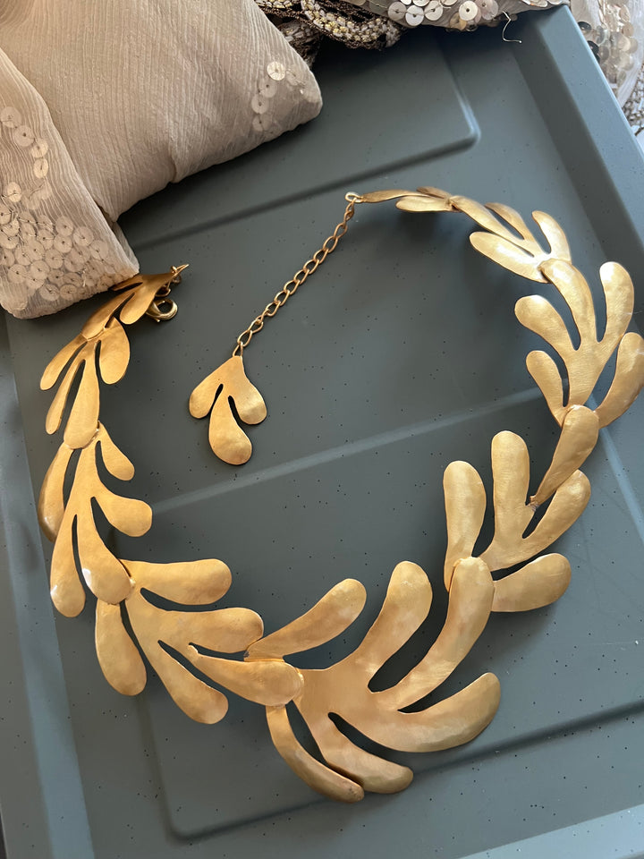 Designer Gold Tone Asymmetric Necklace