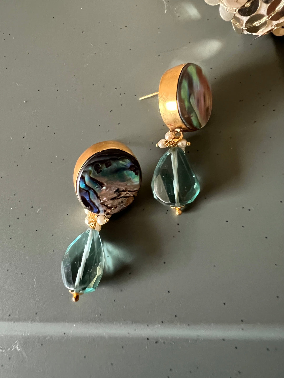 Fluorite Drop Natural Abalone Studs - Premium Quality, Exquisite Craftsmanship