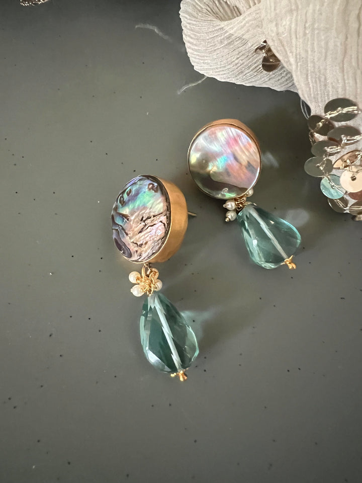 Fluorite Drop Natural Abalone Studs - Premium Quality, Exquisite Craftsmanship