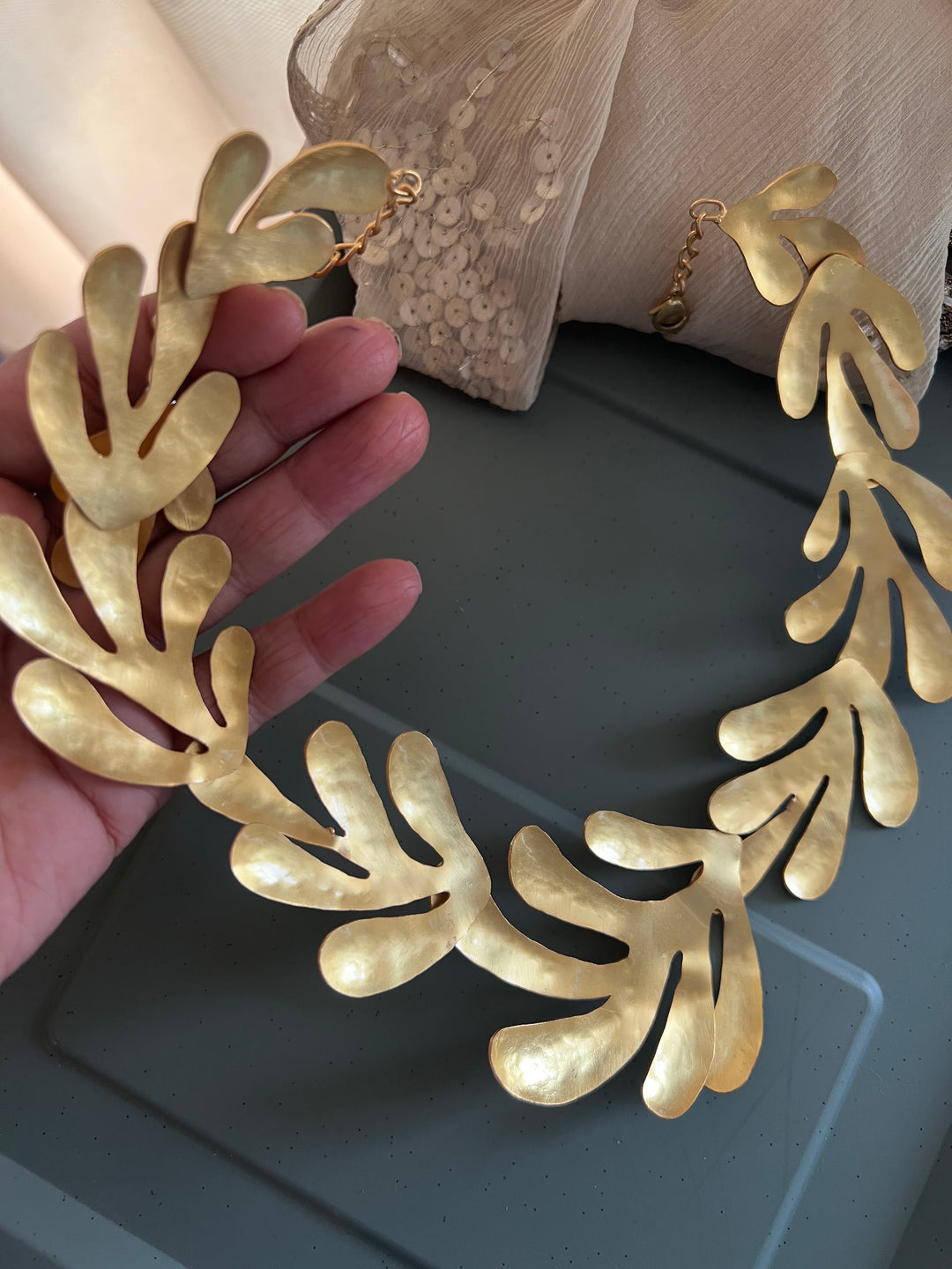 Designer Gold Tone Asymmetric Necklace