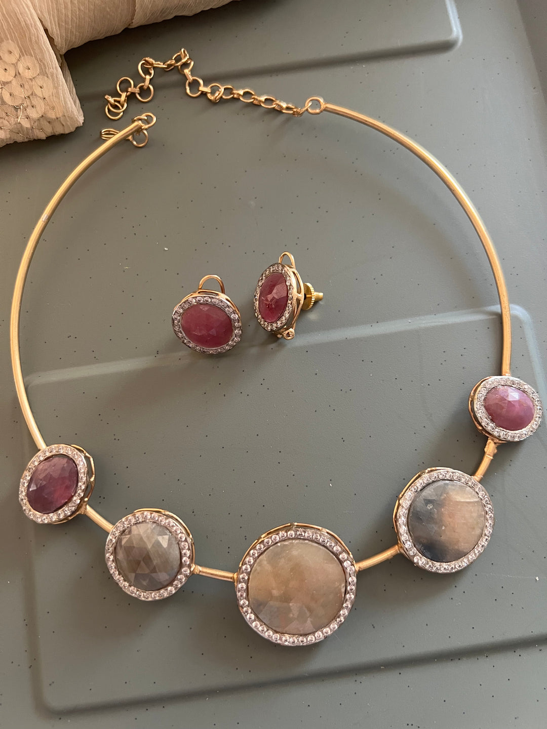 Multi Sapphire Hasli Necklace Set - Unmatched Quality and Style