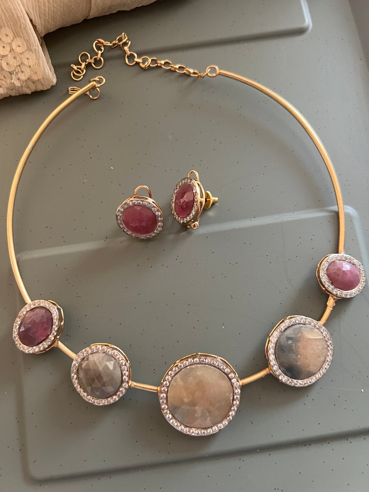 Multi Sapphire Hasli Necklace Set - Unmatched Quality and Style