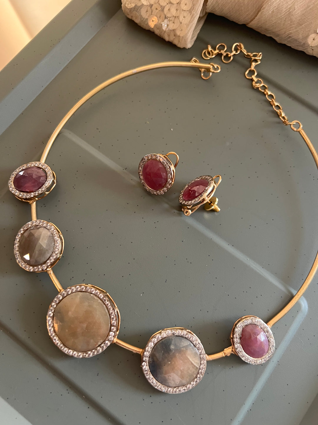 Multi Sapphire Hasli Necklace Set - Unmatched Quality and Style