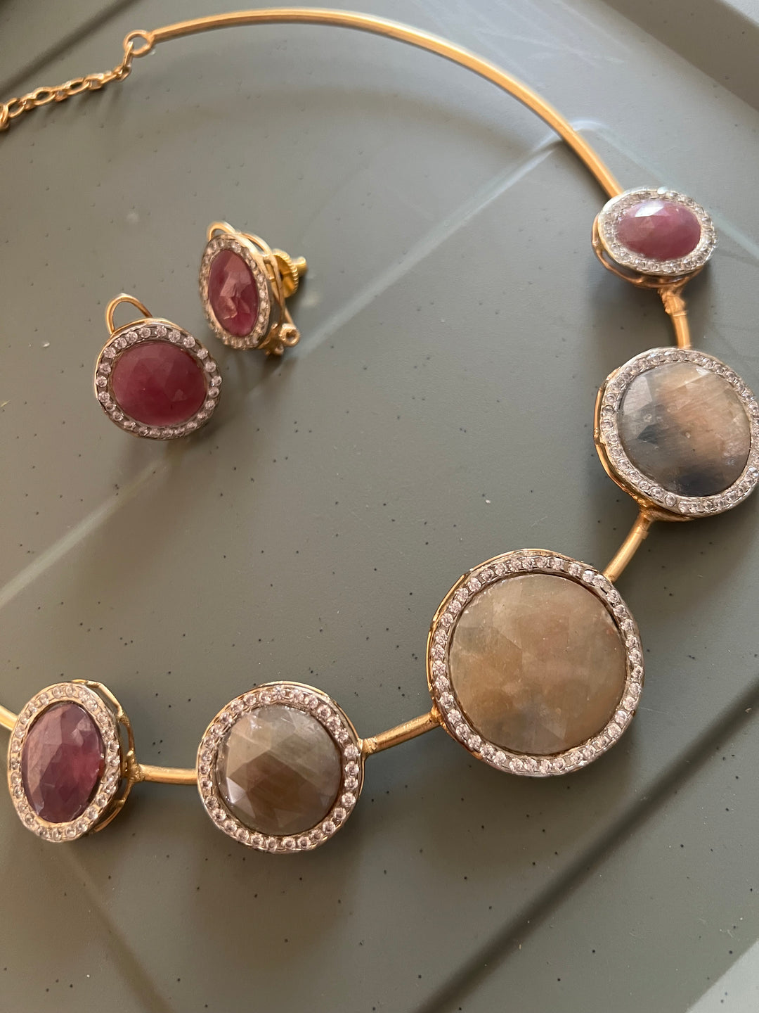 Multi Sapphire Hasli Necklace Set - Unmatched Quality and Style