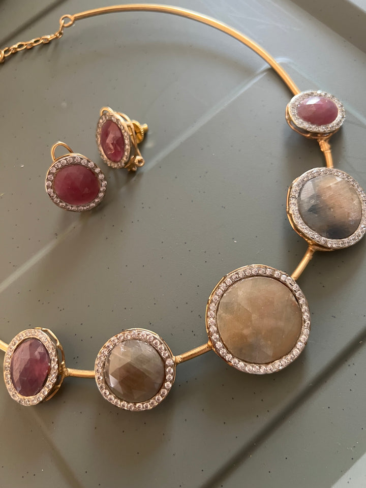 Multi Sapphire Hasli Necklace Set - Unmatched Quality and Style