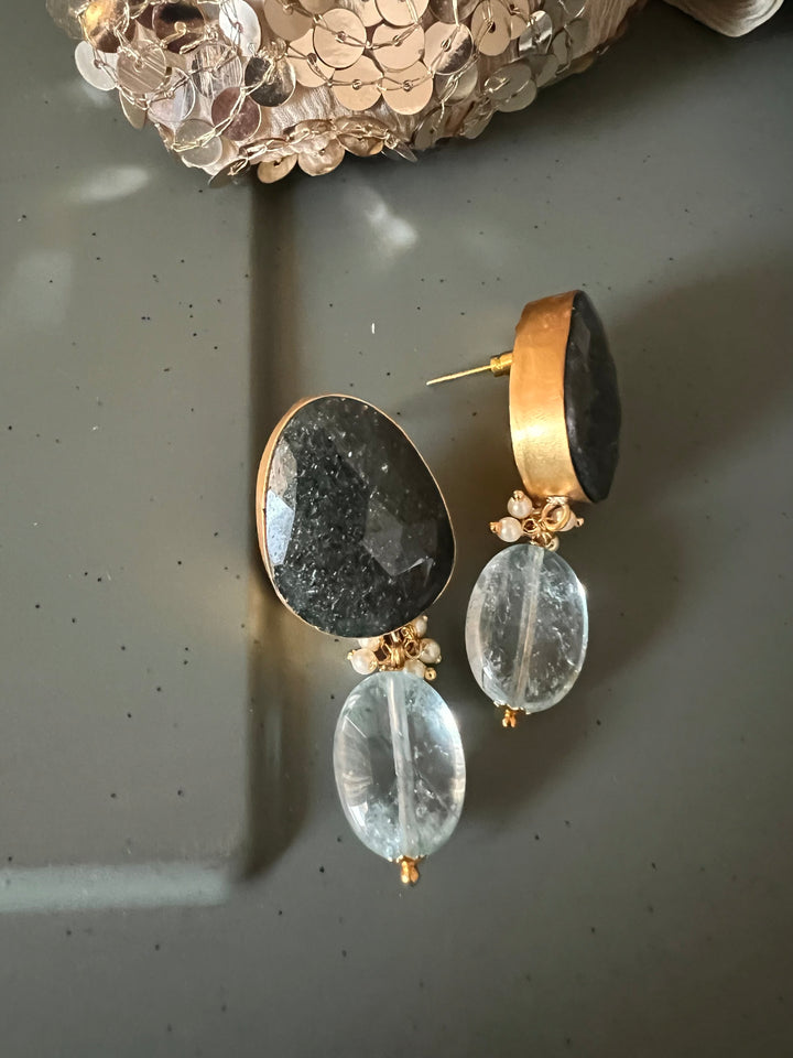 Fluorite Drop Natural Sapphire Studs - Premium Quality, Exquisite Craftsmanship