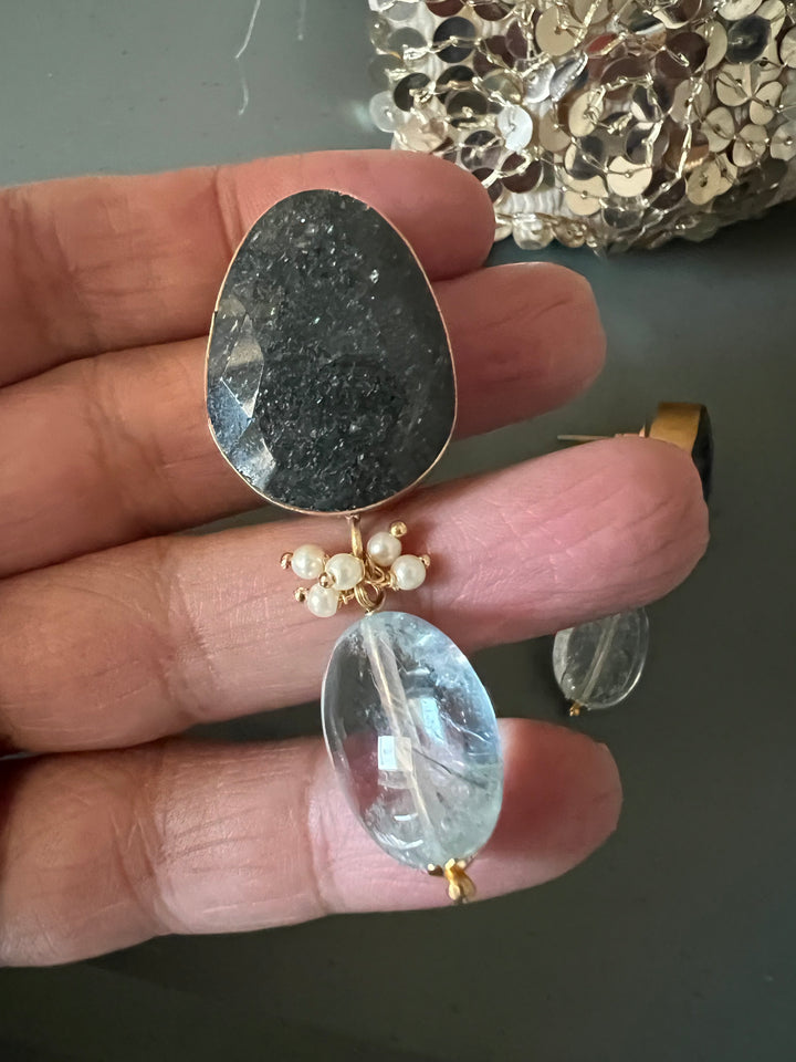 Fluorite Drop Natural Sapphire Studs - Premium Quality, Exquisite Craftsmanship