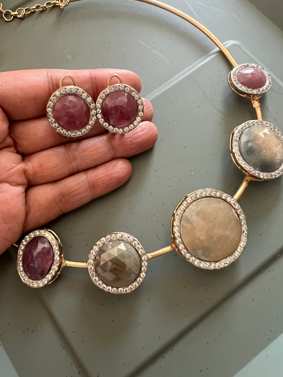 Multi Sapphire Hasli Necklace Set - Unmatched Quality and Style