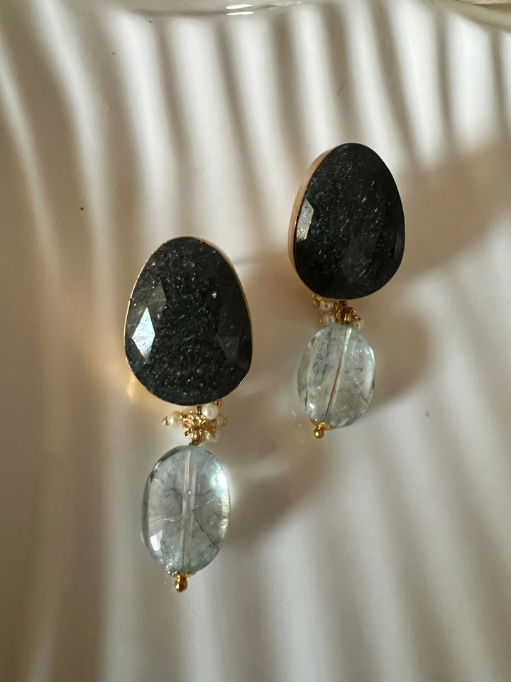 Fluorite Drop Natural Sapphire Studs - Premium Quality, Exquisite Craftsmanship