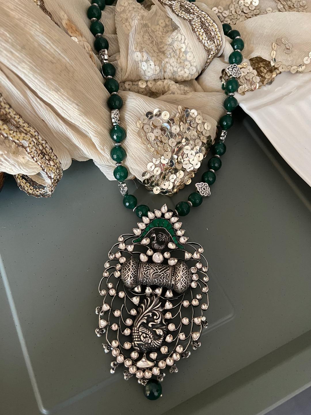 Exquisite Silver Handcrafted Fusion Pendant Necklace - Elevate Your Elegance