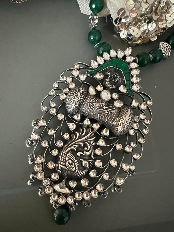 Exquisite Silver Handcrafted Fusion Pendant Necklace - Elevate Your Elegance