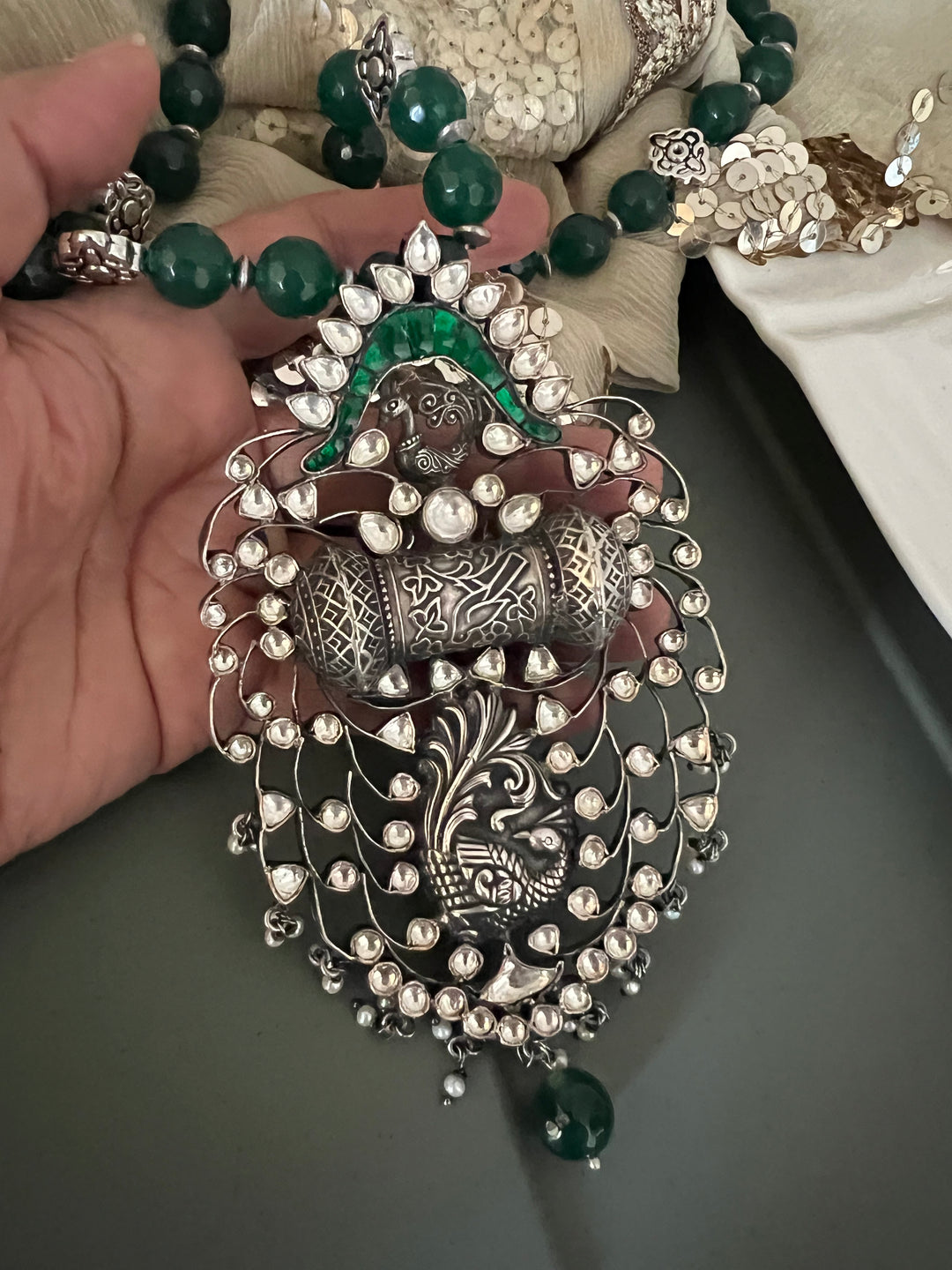 Exquisite Silver Handcrafted Fusion Pendant Necklace - Elevate Your Elegance