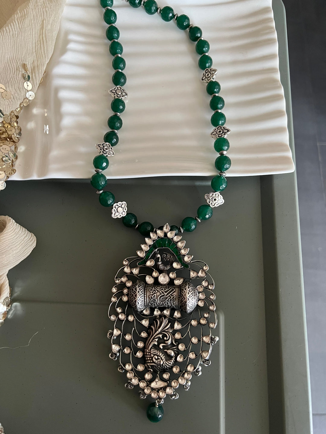 Exquisite Silver Handcrafted Fusion Pendant Necklace - Elevate Your Elegance