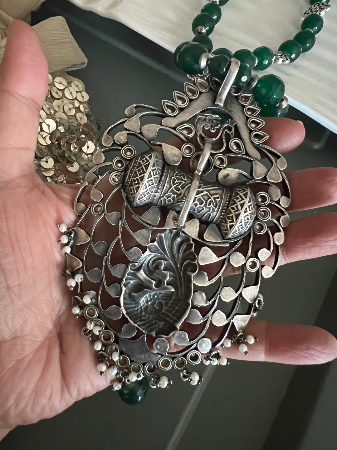 Exquisite Silver Handcrafted Fusion Pendant Necklace - Elevate Your Elegance