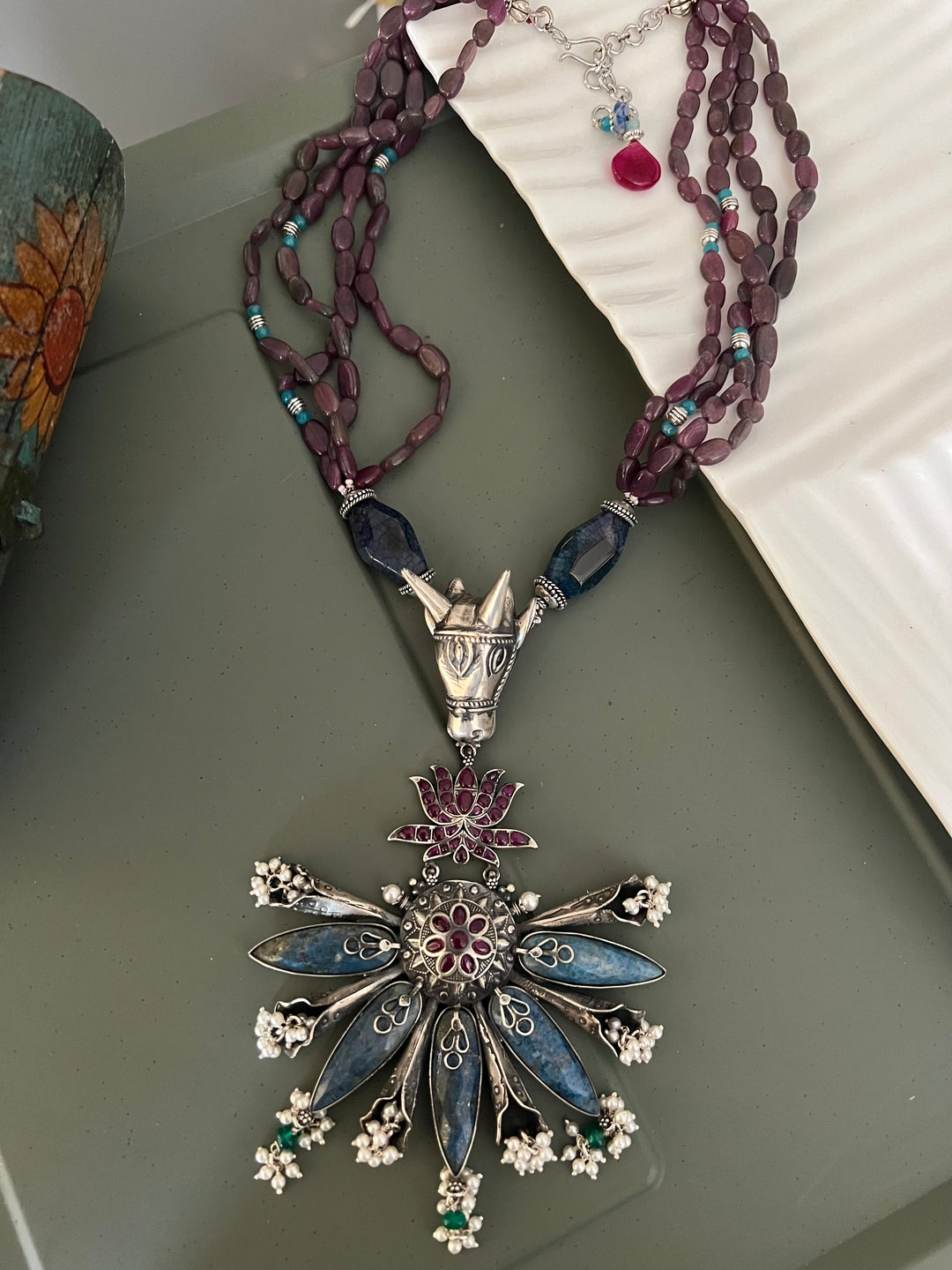 Exquisite Silver Handcrafted Fusion Pendant Necklace - Elevate Your Elegance